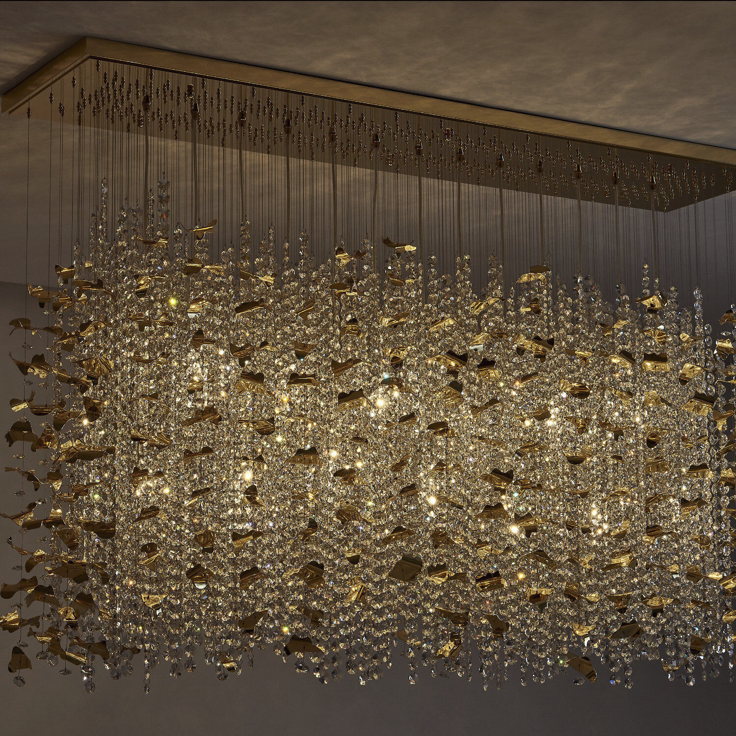 Floating 13 Light 15 inch 18K Gold Semi Flush Mount Ceiling Light