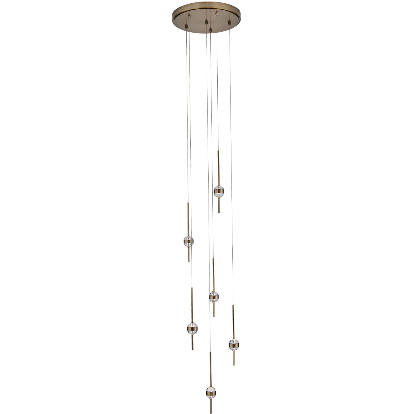 Goccia LED 16.25 inch Winter Brass Chandelier Ceiling Light