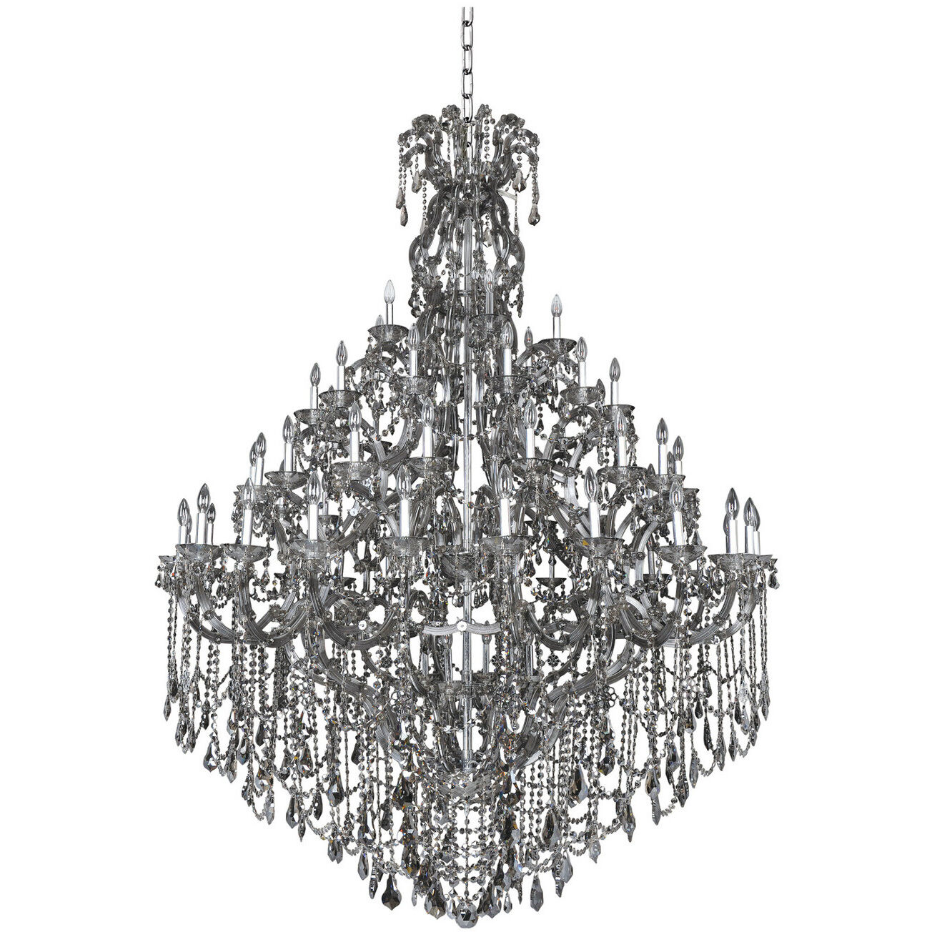 Brahms 66 Light 70 inch Chrome Chandelier Ceiling Light in Firenze Smoked Fleet Argentine