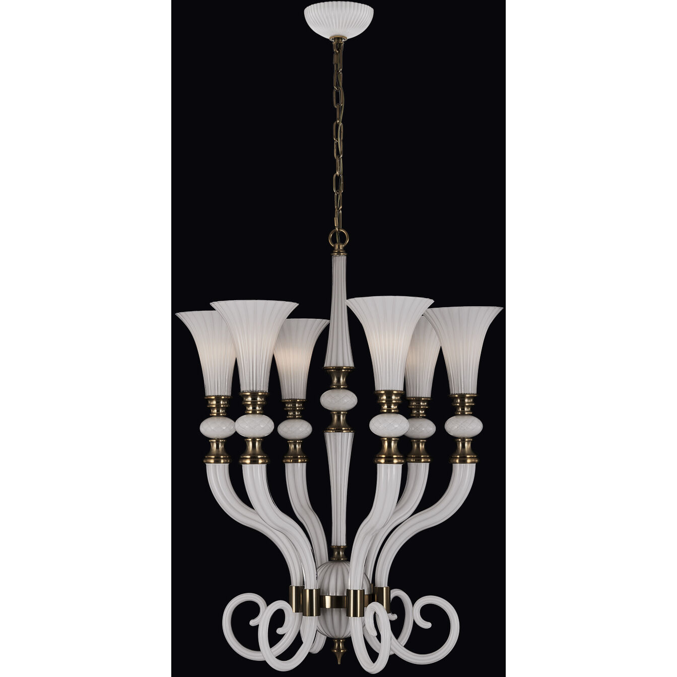 Bianca 6 Light 28 inch Winter Brass Chandelier Ceiling Light in White