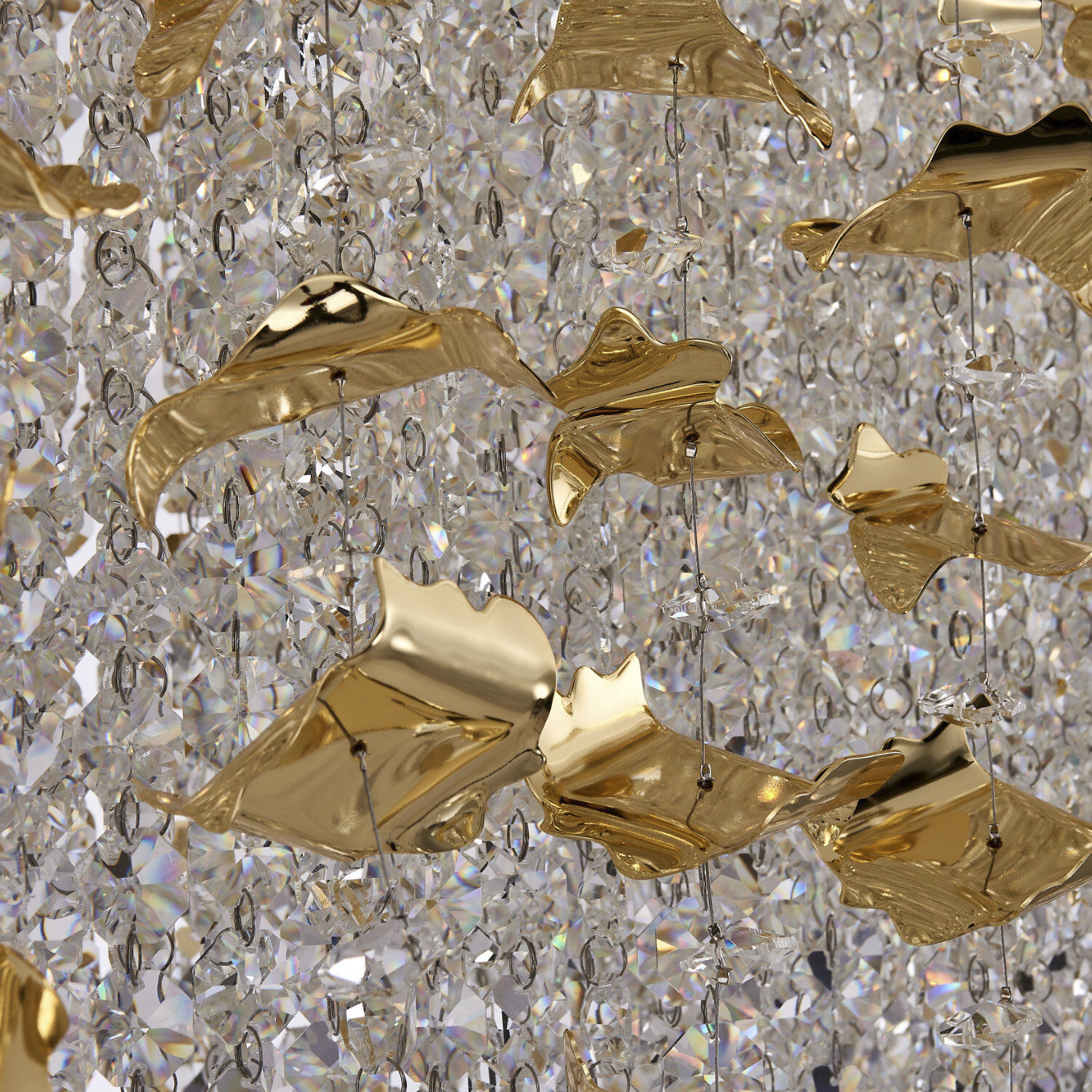 Floating 13 Light 15 inch 18K Gold Semi Flush Mount Ceiling Light