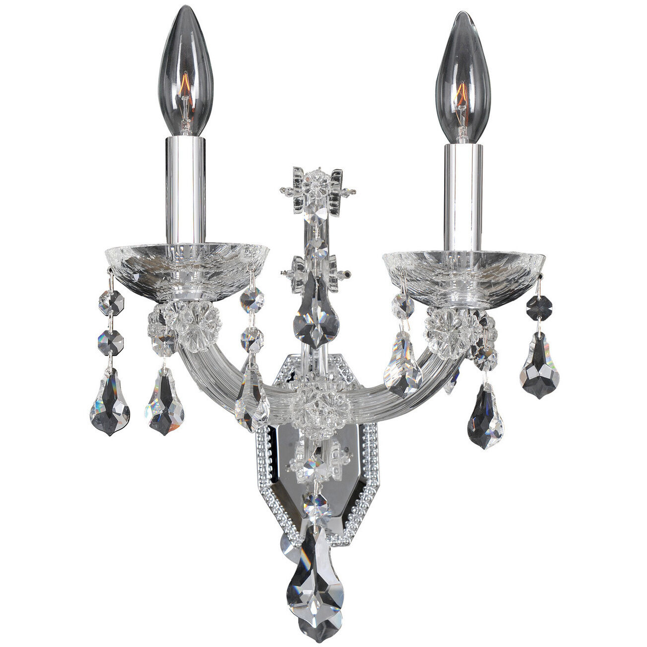 Brahms 2 Light 10 inch Chrome Wall Sconce Wall Light in Firenze Smoked Fleet Argentine