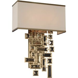 Vermeer 2 Light 13 inch Brushed Champagne Gold Wall Sconce Wall Light in Firenze Clear