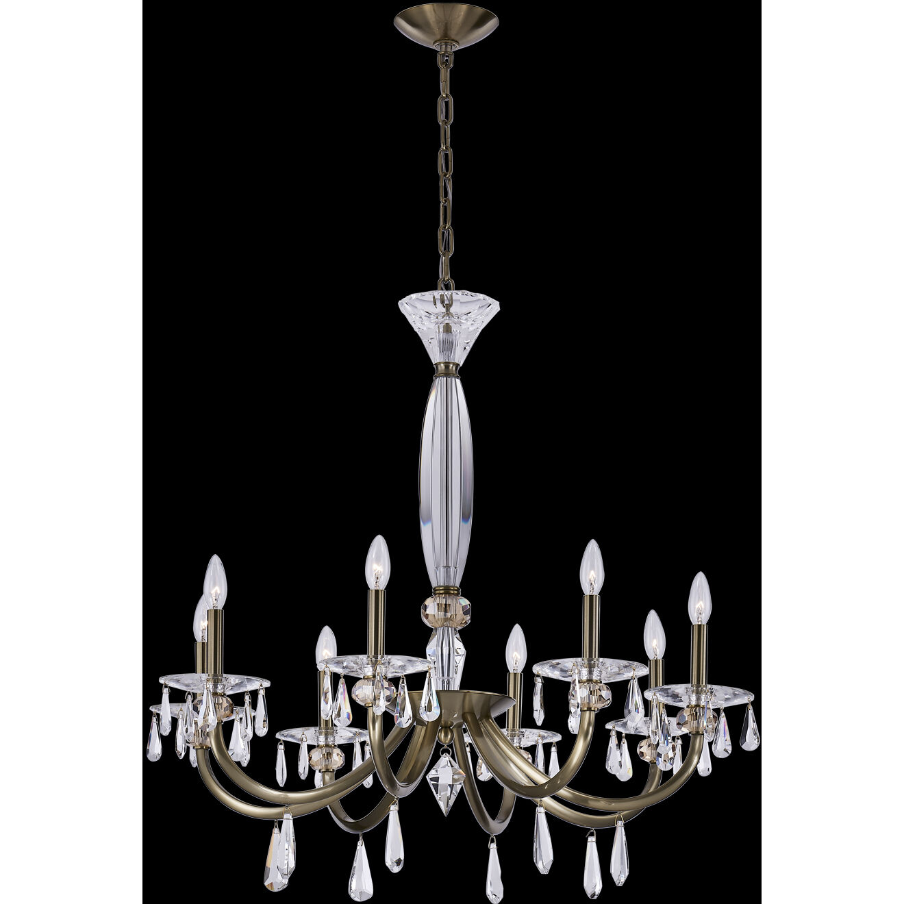 Passo 8 Light 34 inch Brushed Brass Pendant Ceiling Light