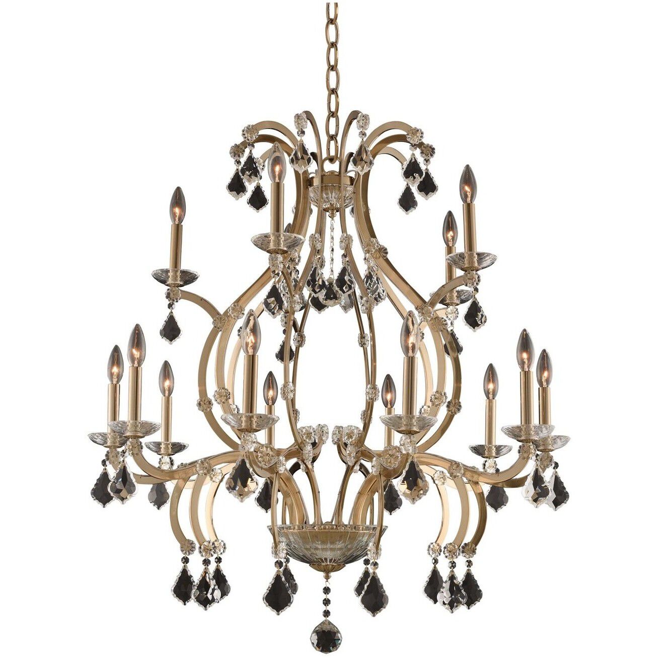 Duchess 15 Light 35 inch Brushed Champagne Gold Chandelier Ceiling Light