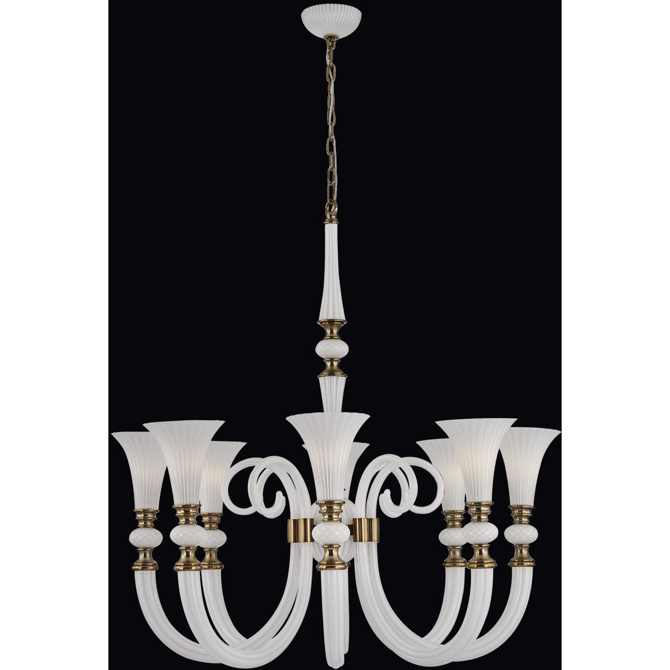Bianca 8 Light 42 inch Winter Brass Chandelier Ceiling Light in White