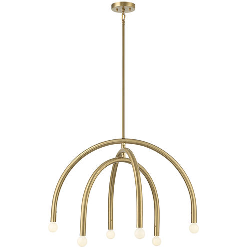 Stella 6 Light 30 inch Natural Brass Chandelier Ceiling Light