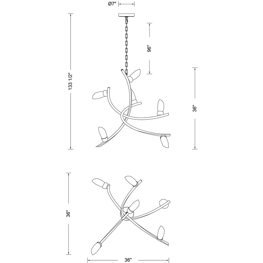 Bilancia LED 36 inch True Brass Chandelier Ceiling Light