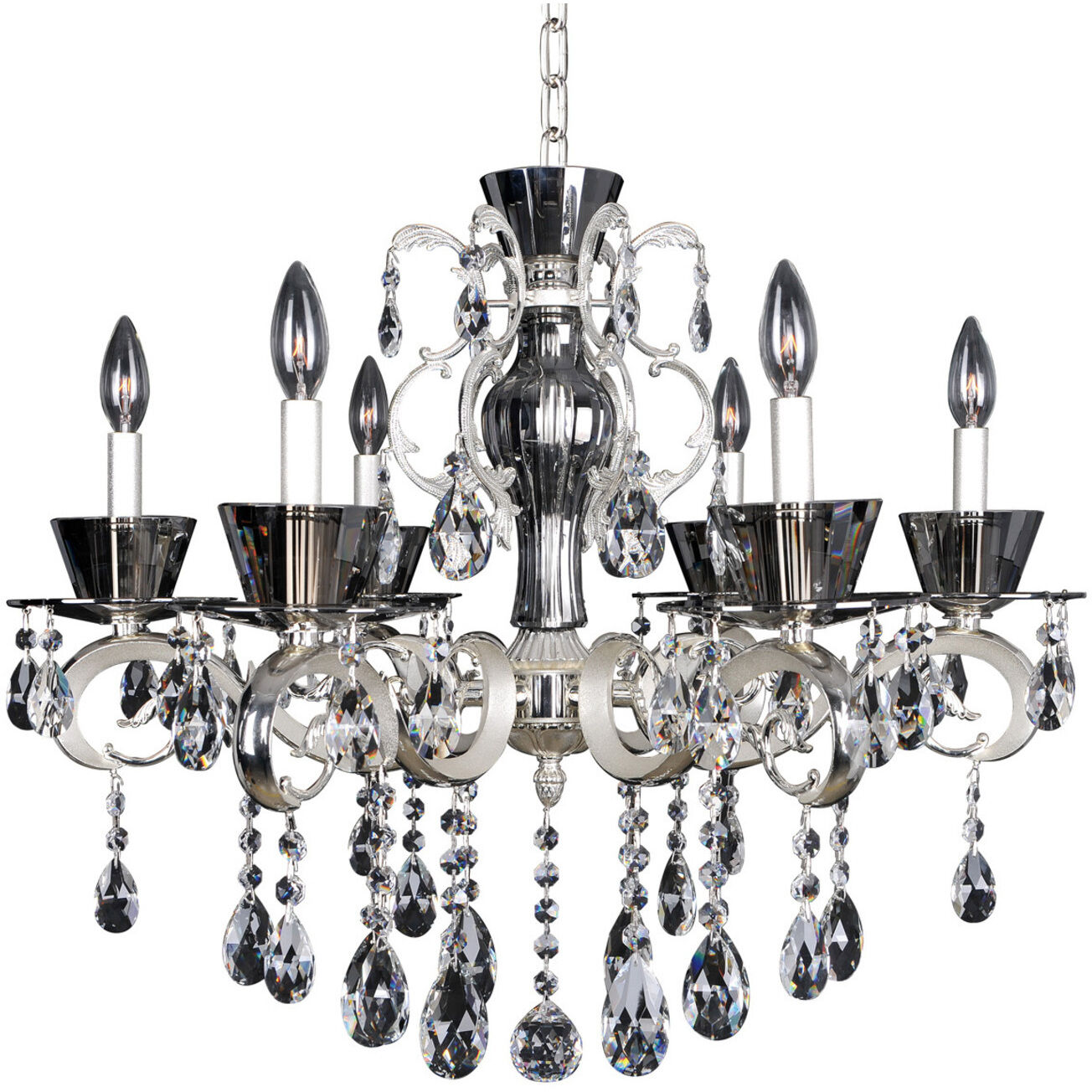 Locatelli 6 Light 29 inch Two Tone Silver Chandelier Ceiling Light in Firenze Clear