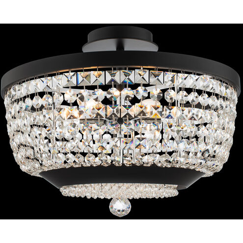 Terzo 6 Light 18 inch Matte Black W Polished Chrome Semi Flush Mount Ceiling Light in Firenze