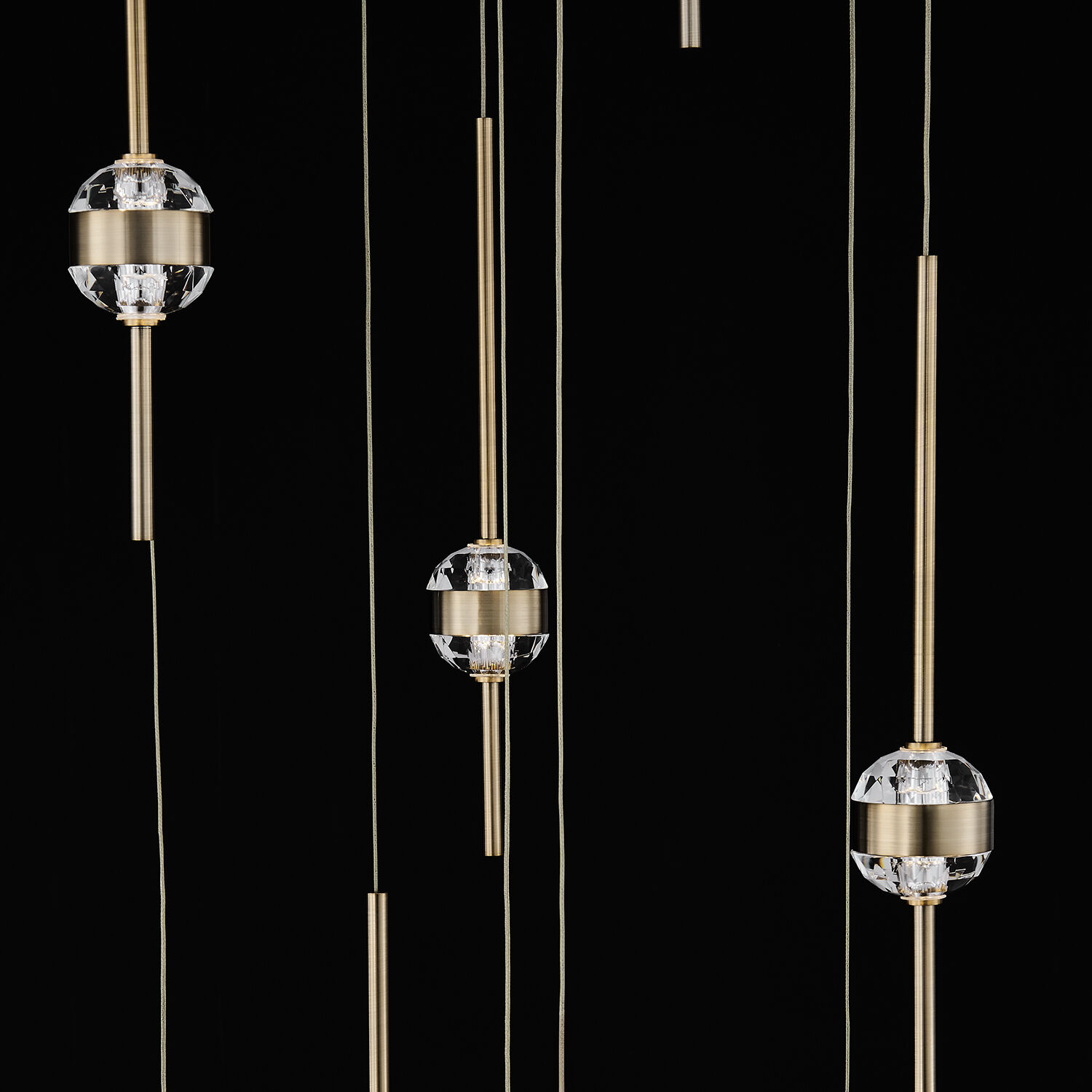 Goccia LED 21.75 inch Winter Brass Chandelier Ceiling Light