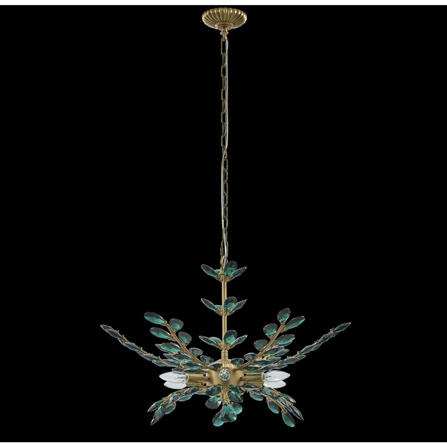 Alloro 6 Light 26 inch True Brass Pendant Ceiling Light
