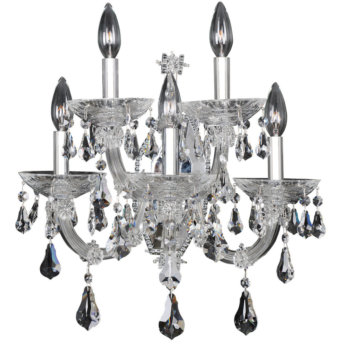 Brahms 5 Light 17 inch Chrome Wall Sconce Wall Light in Firenze Clear