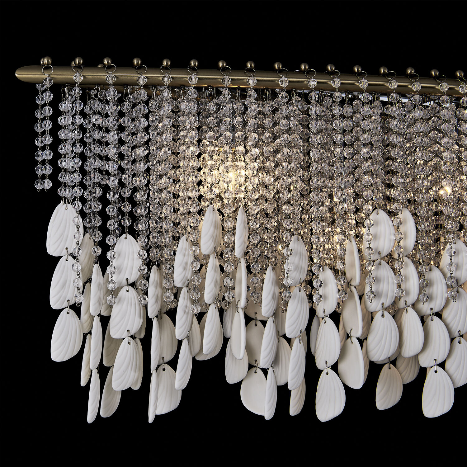 Farfalle 9 Light 9 inch Brushed Champagne Gold Linear Pendant Ceiling Light