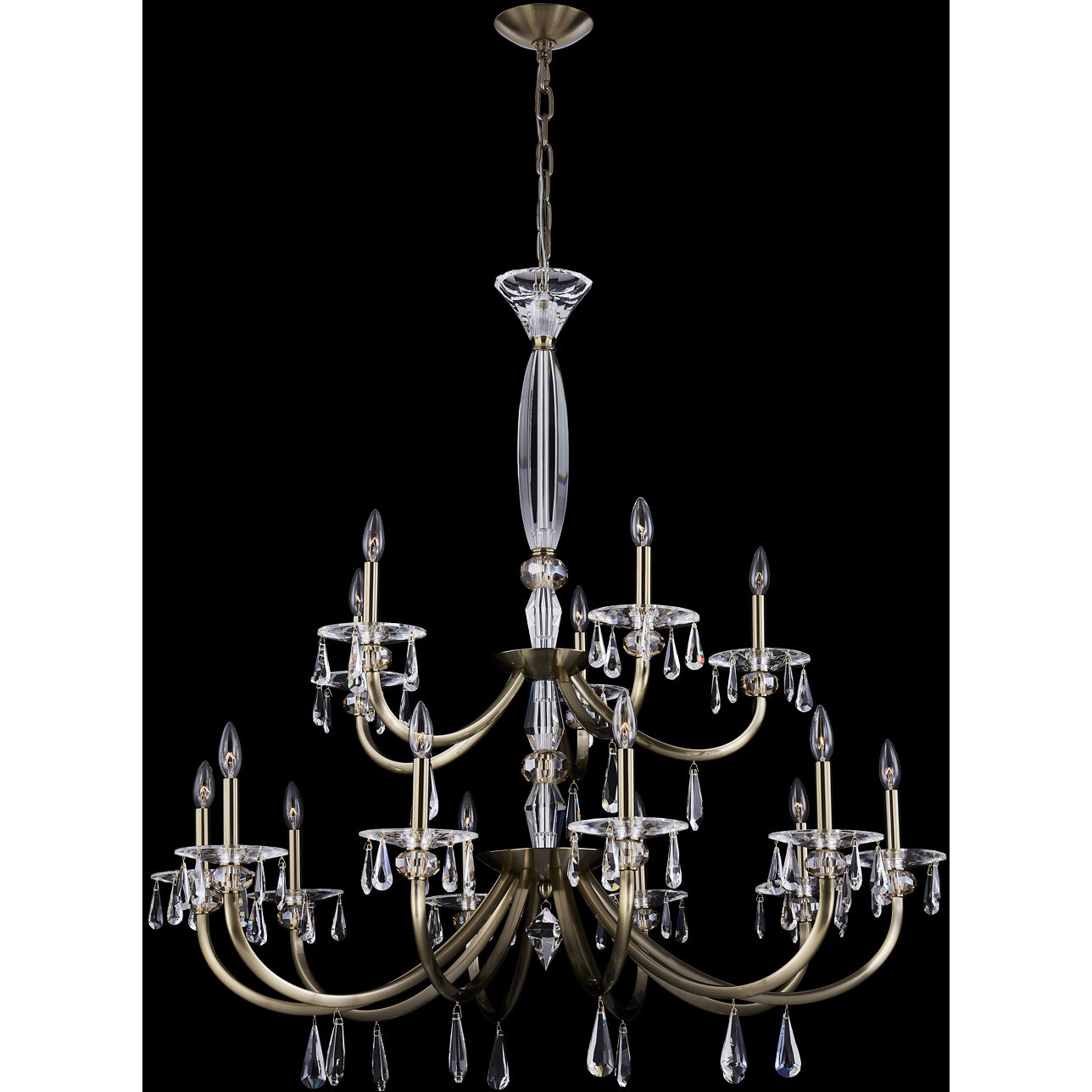 Passo 15 Light 45 inch Brushed Brass Pendant Ceiling Light