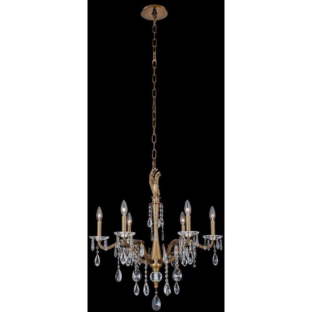 Venere 6 Light 26 inch Historic Brass Chandelier Ceiling Light