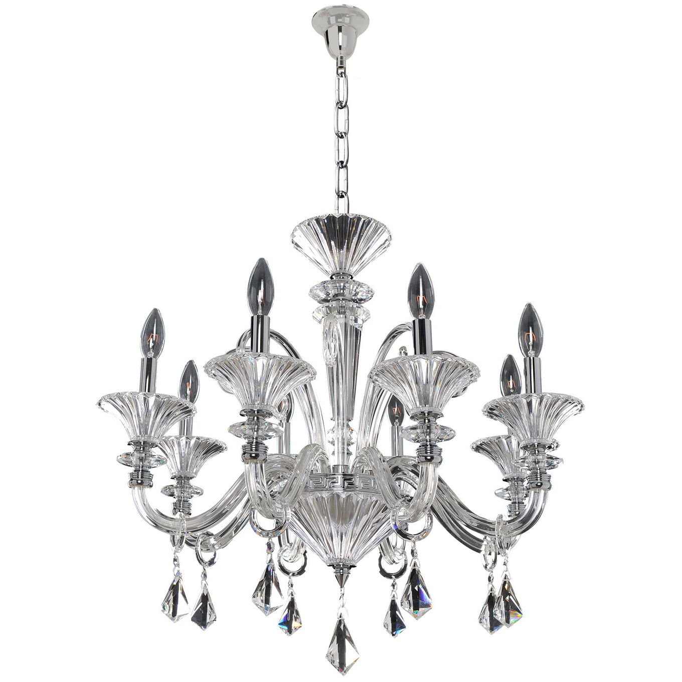Chauvet 8 Light 27 inch Chrome Chandelier Ceiling Light