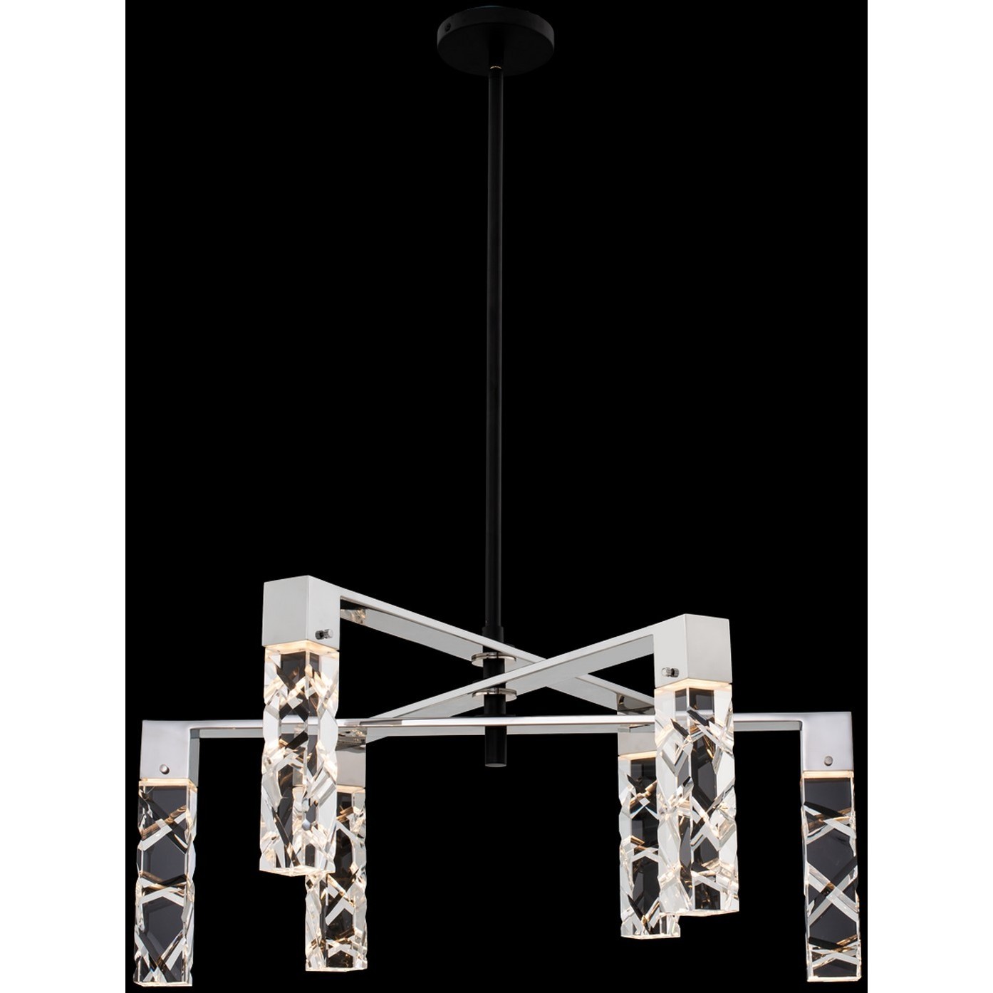 Serres LED 28 inch Matte Black with Polished Nickel Chandelier Ceiling Light