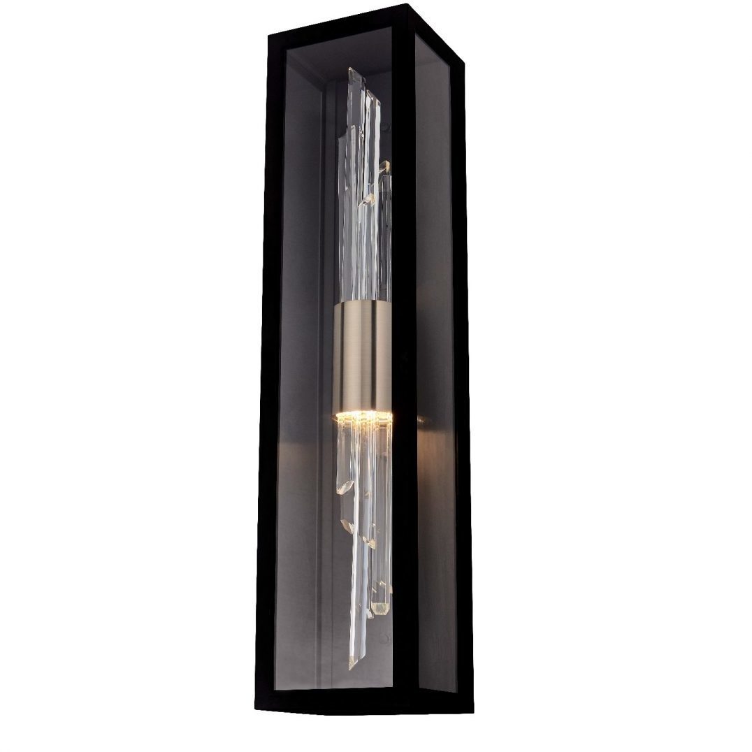 Lucca Esterno 30 inch Matte Black with Brushed Champagne Gold Outdoor Wall Sconce
