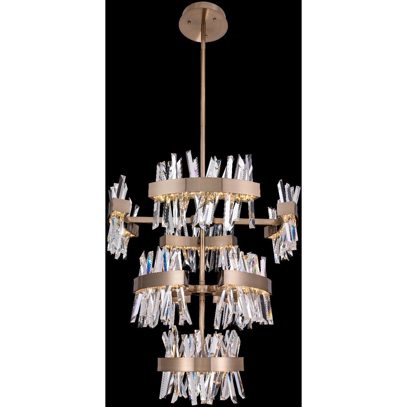 Glacier LED 36 inch Brushed Champagne Gold Foyer Pendant Ceiling Light