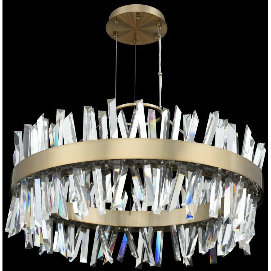 Glacier LED 32 inch Brushed Champagne Gold Pendant Foyer Ceiling Light