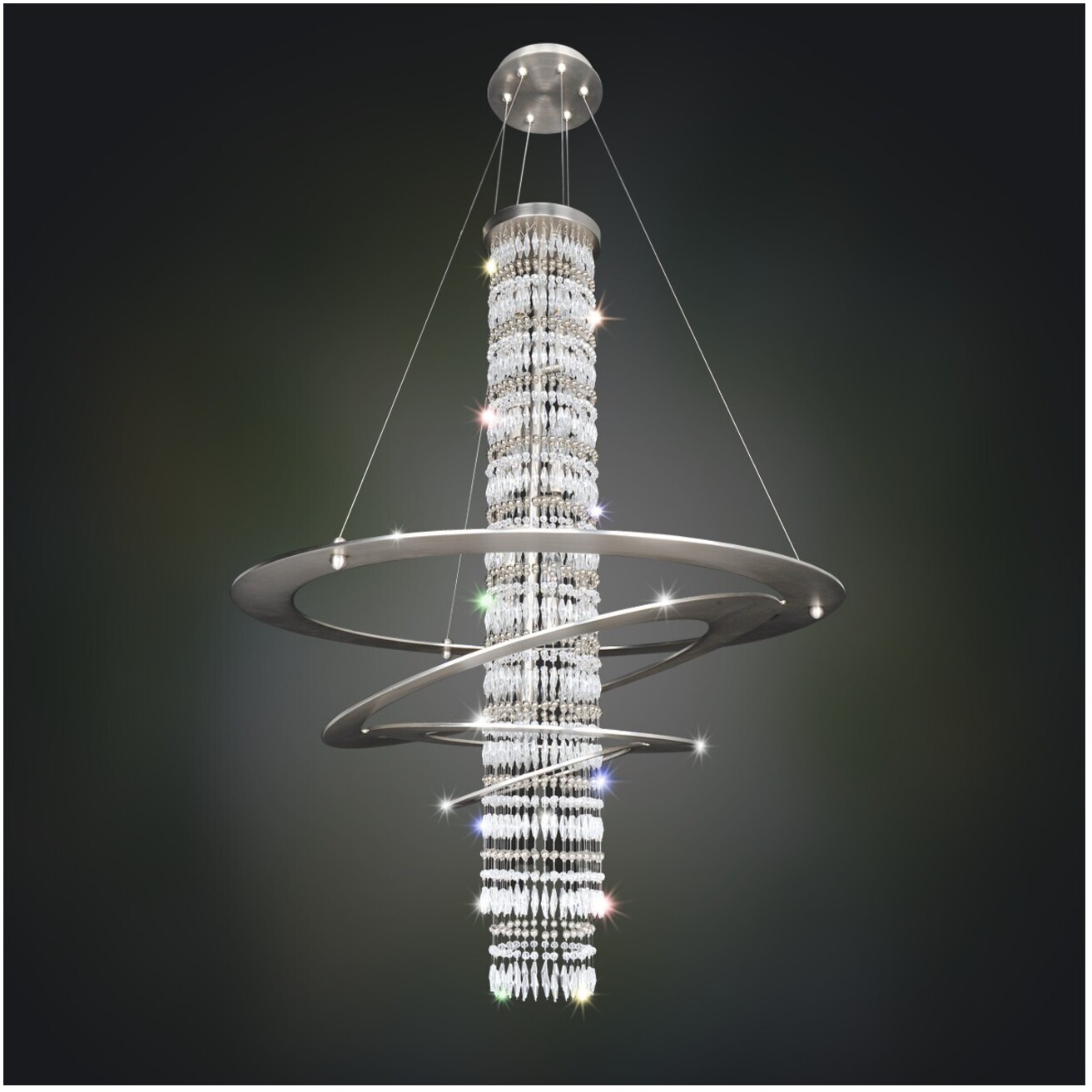 Giovanni 7 Light 32 inch Brushed Nickel Pendant Ceiling Light in Firenze Clear